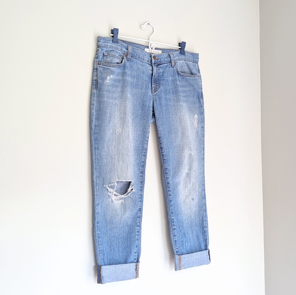 🇺🇸 J Brand Aoki Cropped Distressed Boyfriend Jeans Tulum Wash Made In USA - Picture 3 of 15